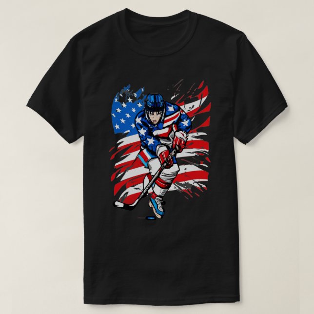 Hockey American Flag design Hockey T-Shirt (Design Front)