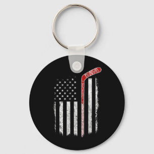 Hockey American Flag  Hockey Flag  Key Ring