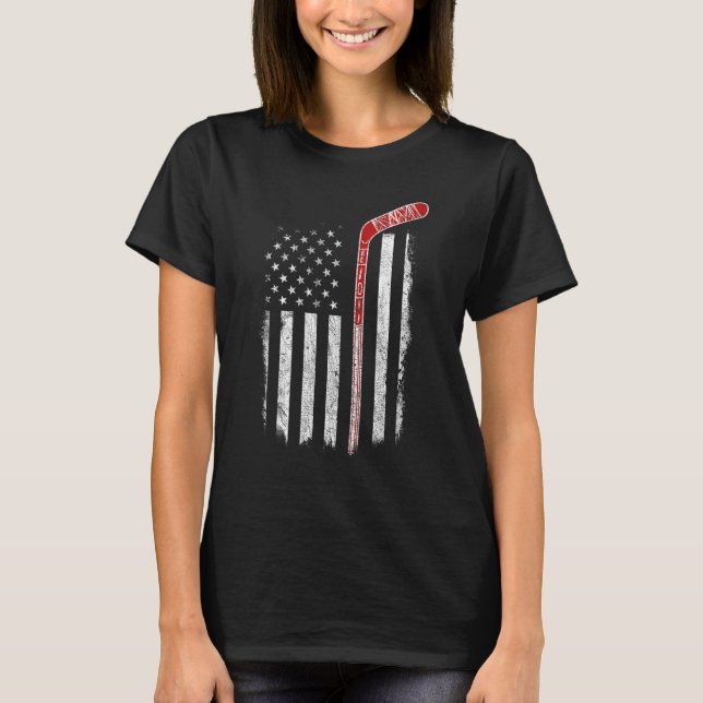Hockey American Flag  Hockey Flag T-Shirt (Front)