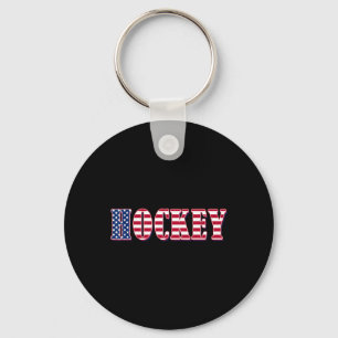 Hockey American Flag - Hockey Key Ring