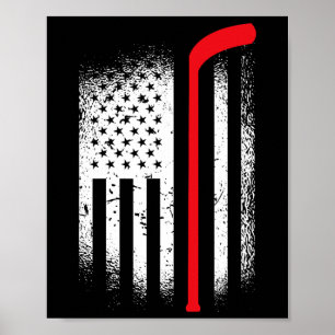 Hockey American Flag Hockey Patriotic  Poster