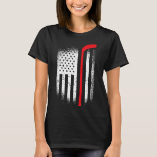 Hockey American Flag Hockey Patriotic T-Shirt