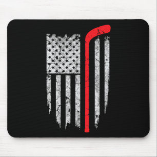 Hockey American Flag Hockey Tee Ice Hockey Playe Mouse Mat