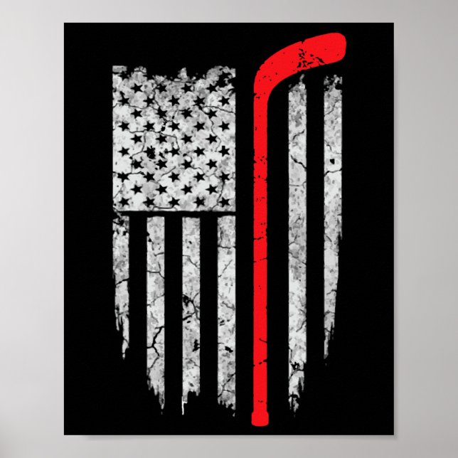 Hockey American Flag  Hockey Tee  Ice Hockey Playe Poster (Front)
