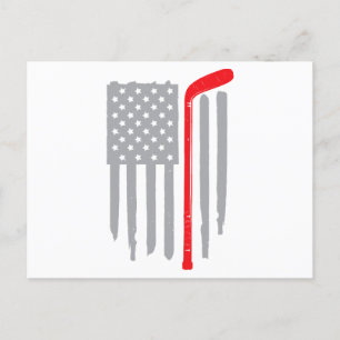 Hockey american flag holiday postcard