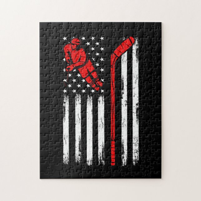 Hockey American Flag Jigsaw Puzzle (Vertical)