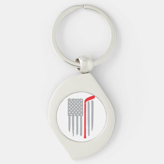 Hockey american flag key ring (Front)