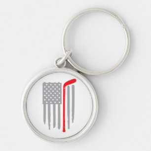 Hockey american flag key ring