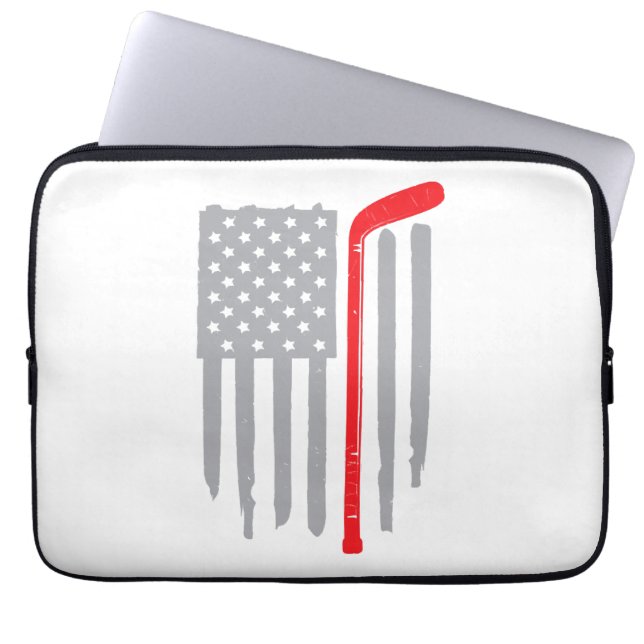 Hockey american flag laptop sleeve (Front)