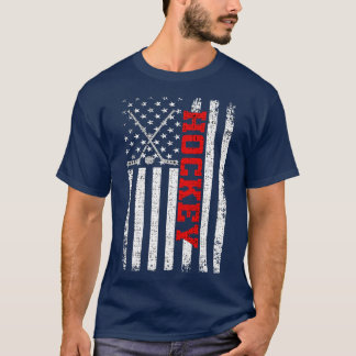 Hockey American Flag Patriotic Gift T-Shirt