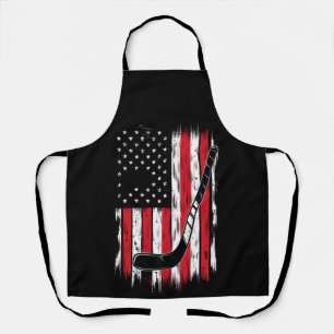 Hockey American Flag Sports Retro Vintage Apron