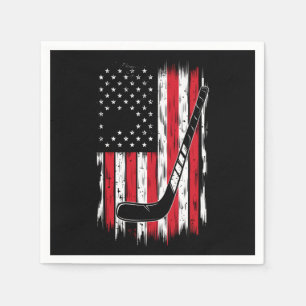 Hockey American Flag Sports Retro Vintage Napkin