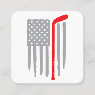 Hockey american flag square business card