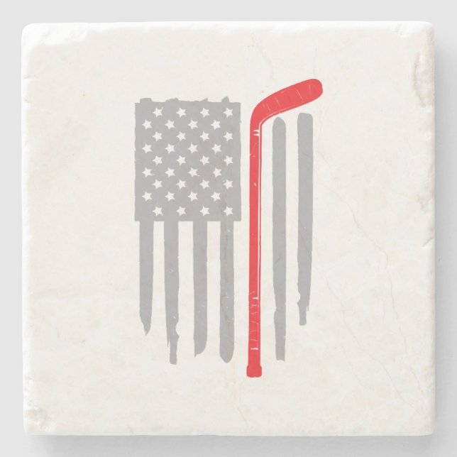 Hockey american flag stone coaster (Front)