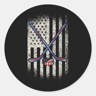 Hockey American Flag - Usa Ice Hockey  Classic Round Sticker