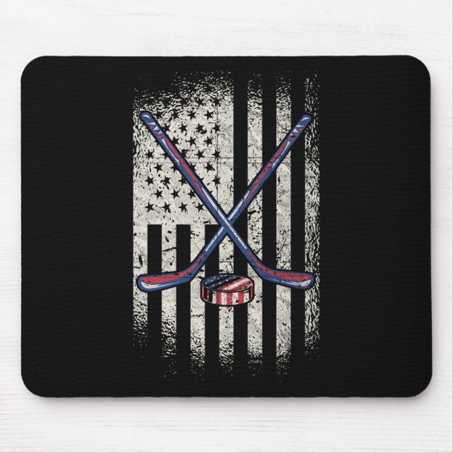 Hockey American Flag - Usa Ice Hockey  Mouse Mat (Front)