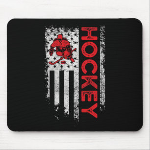 Hockey American Flag USA Patriotic hockey player Mouse Mat