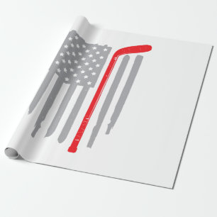 Hockey american flag wrapping paper