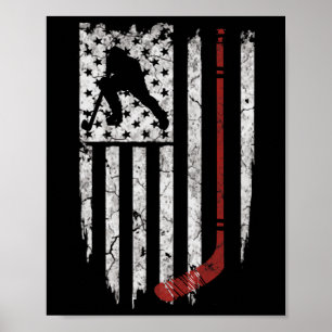 Hockey American USA Flag  Hockey Tee  Poster