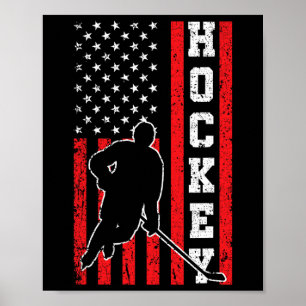 Hockey American USA Flag Men Boys 4th of July Hock Poster