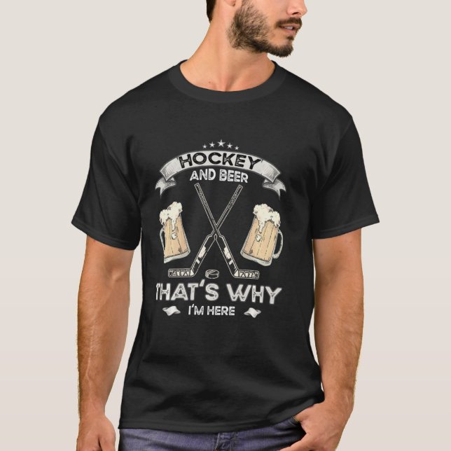 Hockey And Beer Enthusiast Sayings Ice Hockey Dad T-Shirt (Front)