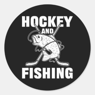 Hockey And Fishing Ice Hockey Fish Hunting Classic Round Sticker