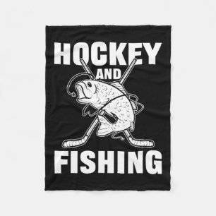 Hockey And Fishing Ice Hockey Fish Hunting  Fleece Blanket