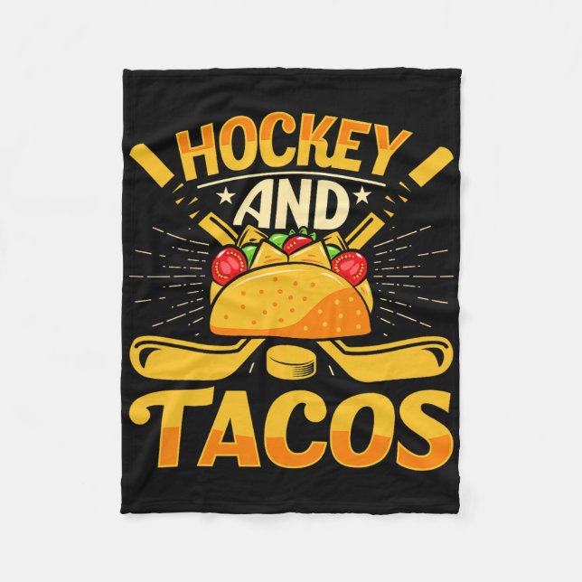 Hockey And Tacos Funny Ice Hockey Lover Youth Play Fleece Blanket (Front)