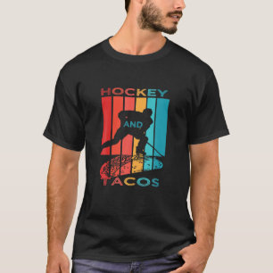 Hockey And Tacos Vintage Retro Novelty T-Shirt
