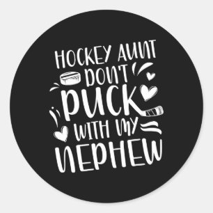 Hockey Aunt Of A Hockey Player Funny Hockey Auntie Classic Round Sticker
