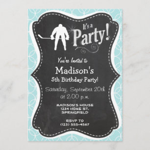 Hockey; Baby Blue Circles Invitation