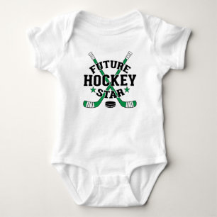 Hockey Baby Future Hockey Star Green Hockey Sticks Bodysuit