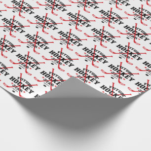 Hockey Baby Future Hockey Star Red Hockey Sticks Wrapping Paper