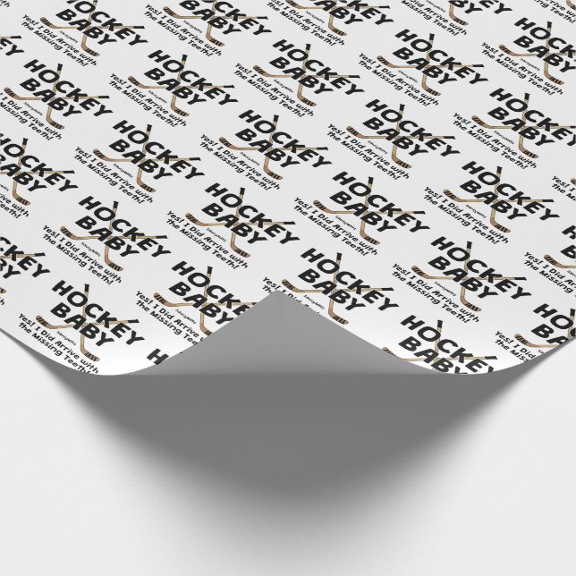 Hockey Baby Hockey Sticks Shower Wrapping Paper (Corner)