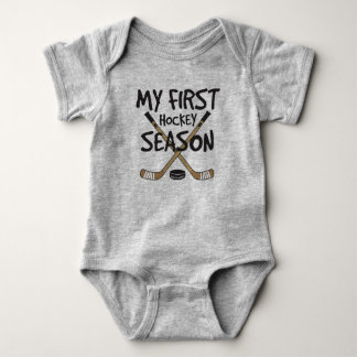 Hockey Baby My First Hockey Season Hockey Sticks Baby Bodysuit