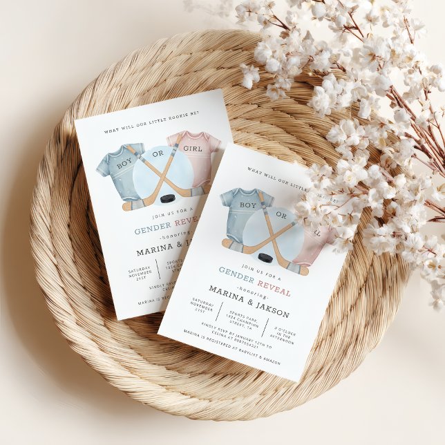 Hockey baby shower, hockey gender reveal invitation (hockey baby shower invite)