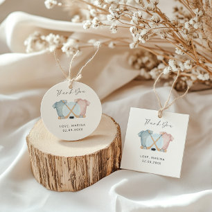 Hockey baby shower, ice hockey gender reveal, favour tags