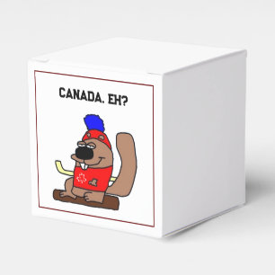 Hockey Beaver Cartoon in Red Maple Leaf Shirt Favour Box
