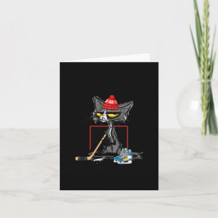 Hockey Because Murder Is Wrong Funny Cute Cat Hock Card
