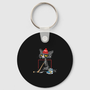 Hockey Because Murder Is Wrong Funny Cute Cat Hock Key Ring
