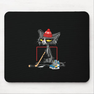Hockey Because Murder Is Wrong Funny Cute Cat Hock Mouse Mat