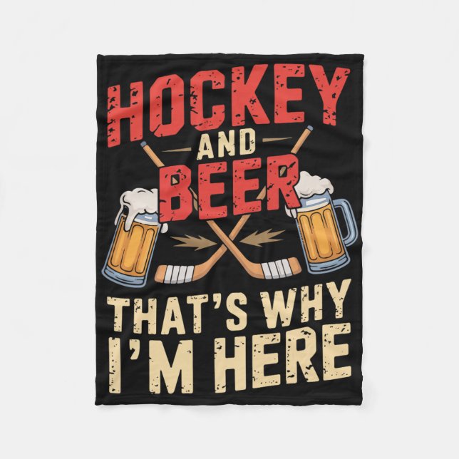 Hockey Beer For Men Funny Gift Idea  Fleece Blanket (Front)