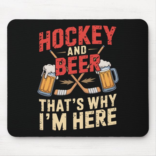 Hockey Beer For Men Funny Gift Idea  Mouse Mat (Front)