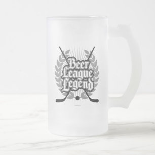 Hockey Beer League Legend Frosted Glass Beer Mug