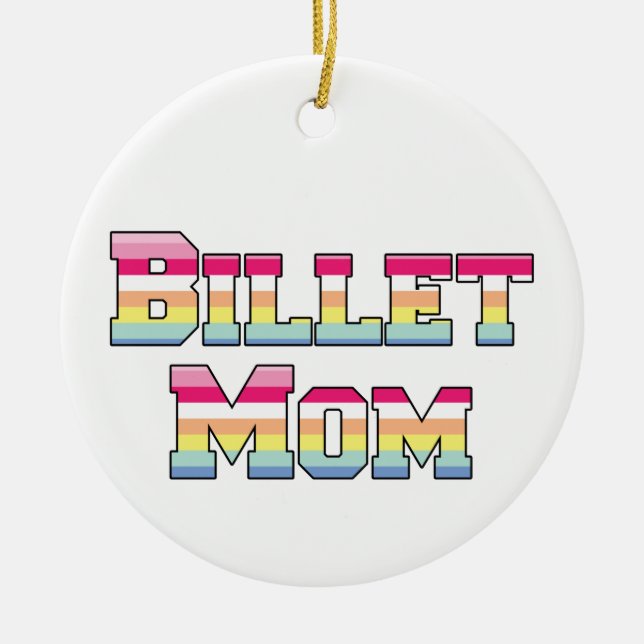 Hockey Billet Mum Pastel Stripes Ceramic Tree Decoration (Front)