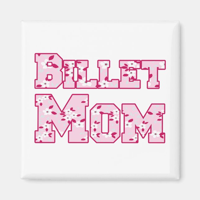 Hockey Billet Mum Pink Floral Magnet (Front)