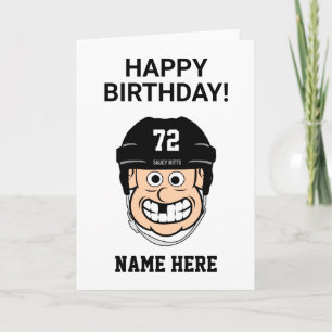 Hockey Birthday Cartoon Hockey Player Number Name Card