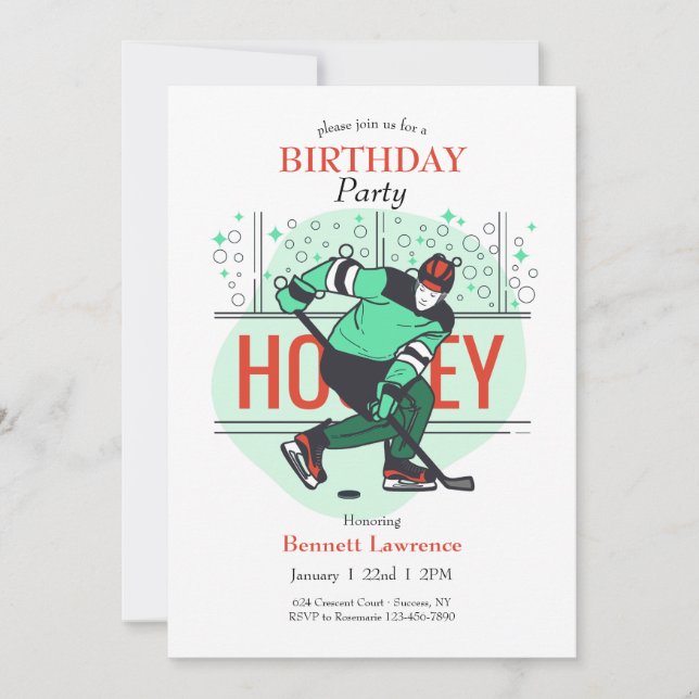 Hockey Birthday  Invitation (Front)