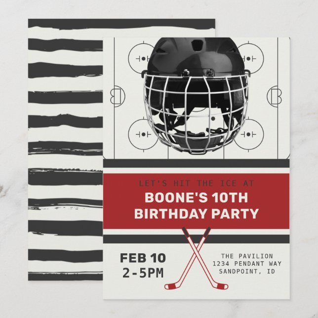 Hockey Birthday Invitation | Hockey Invitations (Front/Back)