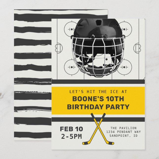 Hockey Birthday Invitation | Hockey Party  (Front/Back)